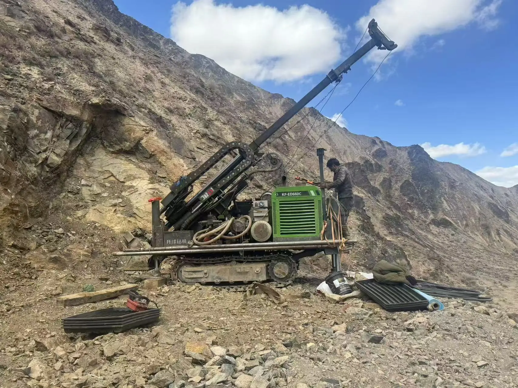 Drilling equipment operating at a resource site