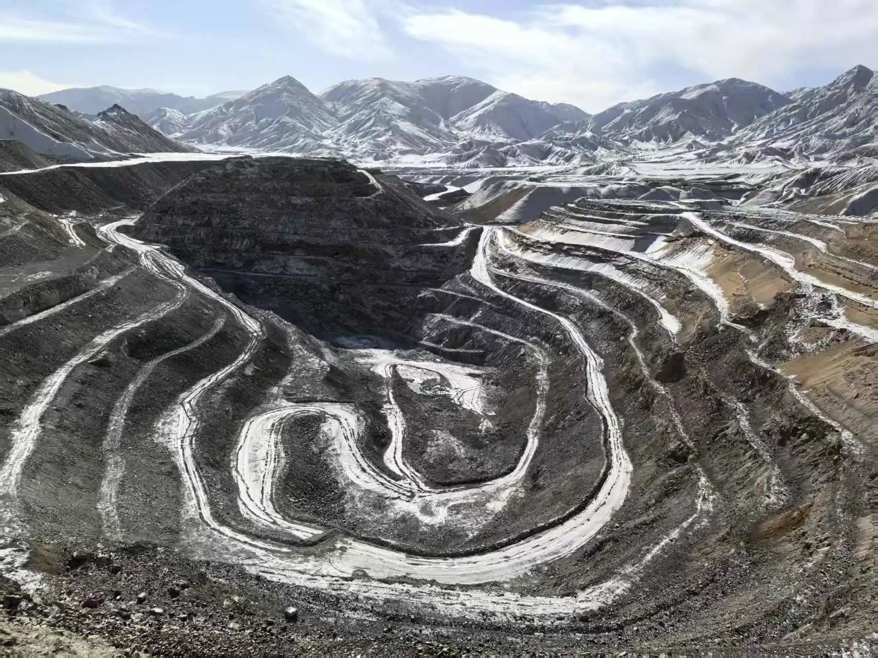 Aerial view of an open-pit mine