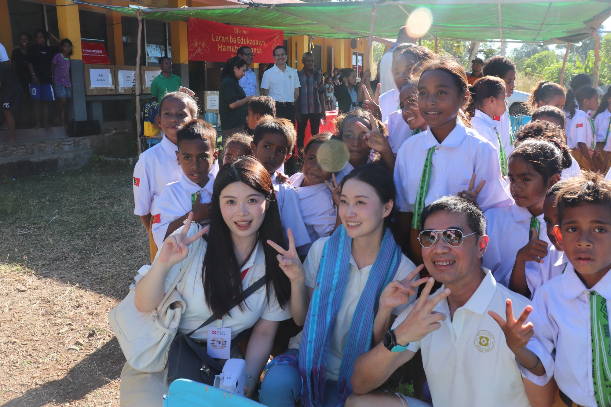 Volunteers sharing time with local students